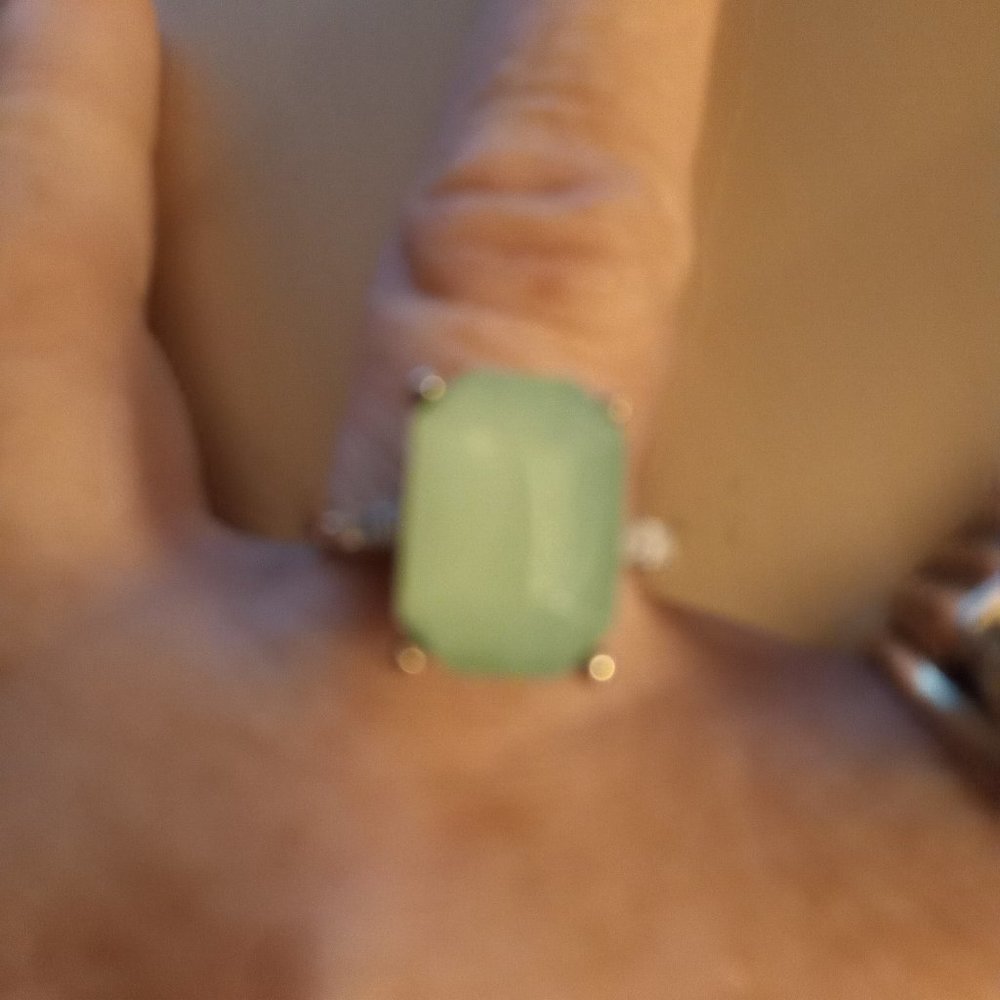 Sterling Silver emerald cut square blue moonstone ring Vintage ring